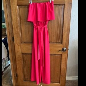 Elegant Pink Strapless Jumpsuit